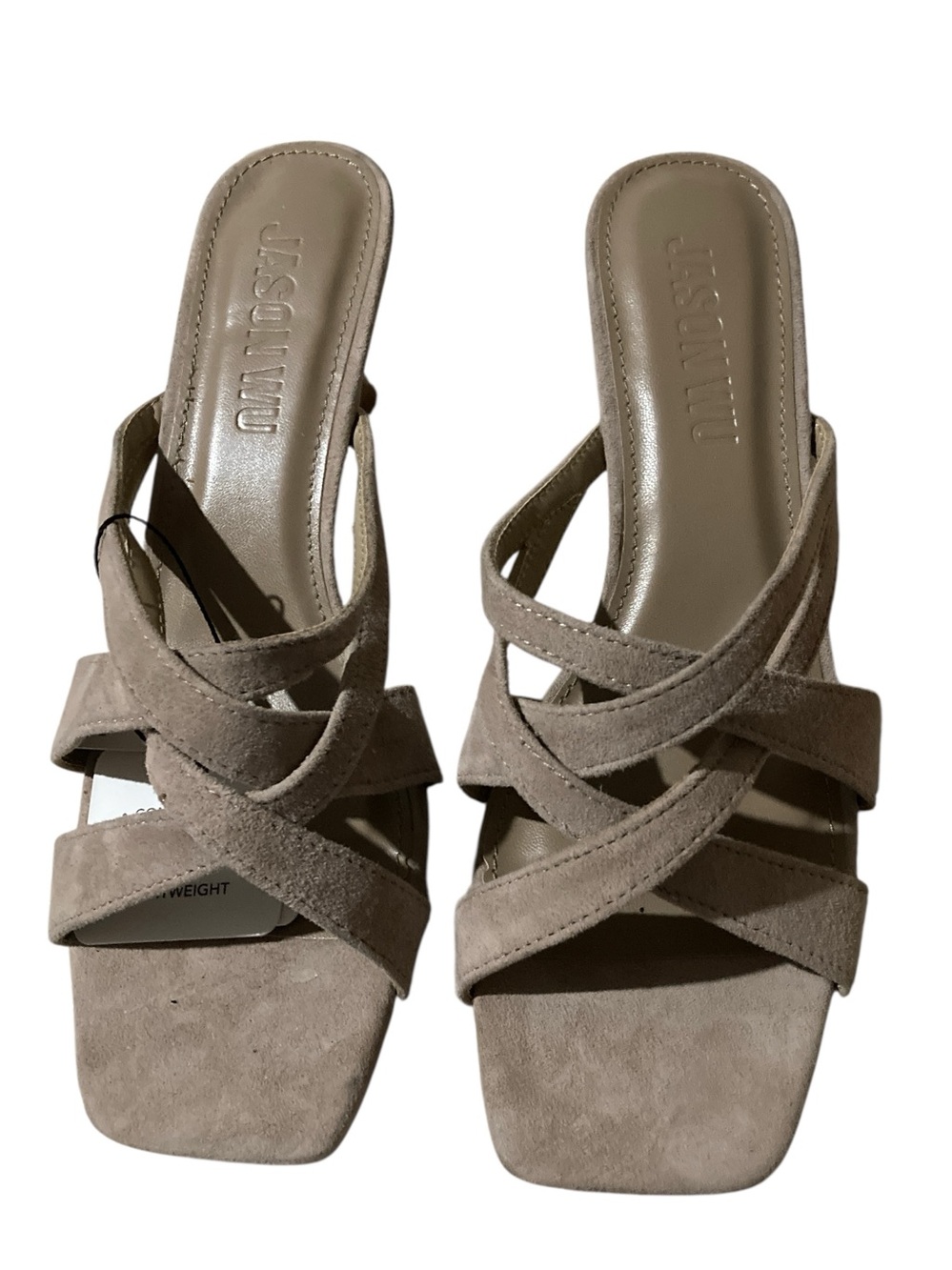 Jason Wu  Taupe Suede Crisscross Slide Sandals
